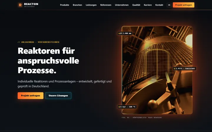 Demo-Website REACTON Anlagenbau