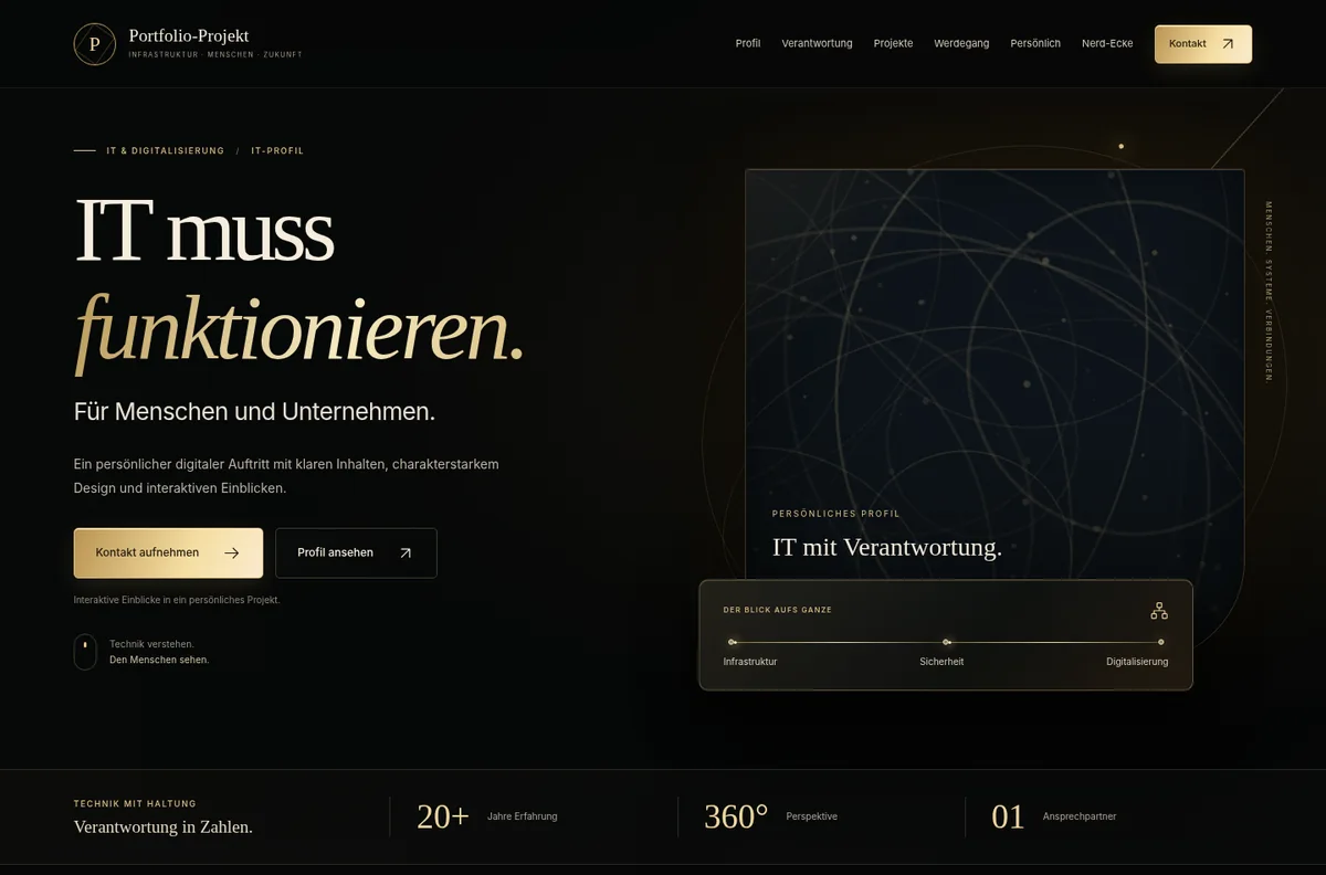 Desktopansicht: Persönliches Portfolio